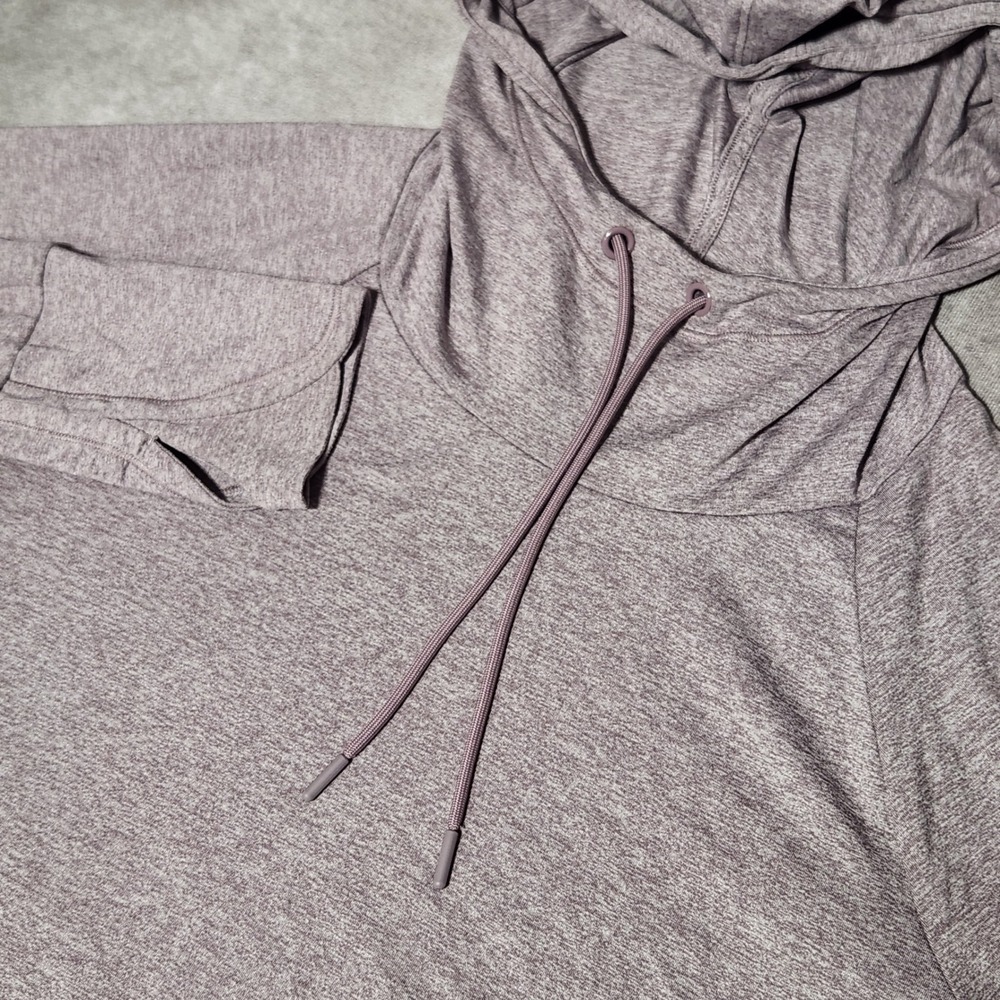 Athleta Uptempo Hoodie Sweatshirt Sz Medium Mauve Purple Heathered‎ Thumbholes